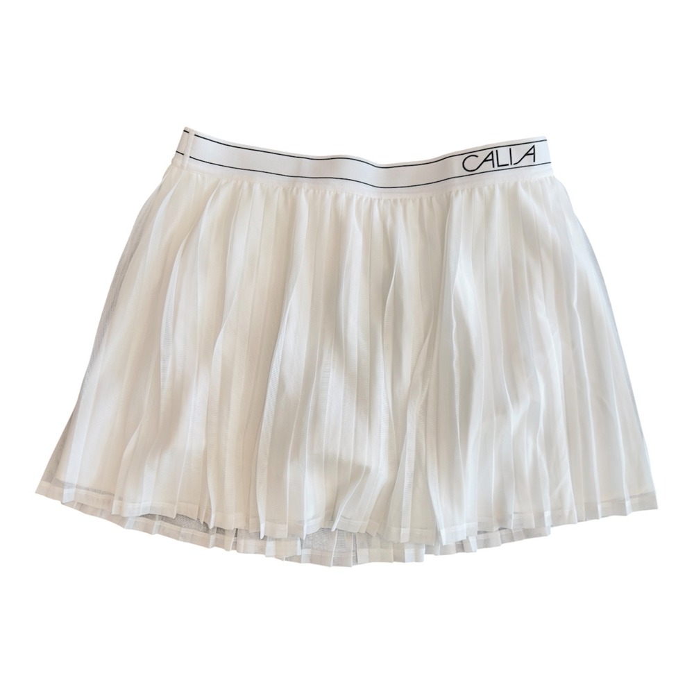 Calia Womens Pleated Mesh Skort Pure White High Rise Tennis Skirt Medium NEW